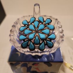 Blue Flower Tear Drop Brooch Pin Copper Metal F9