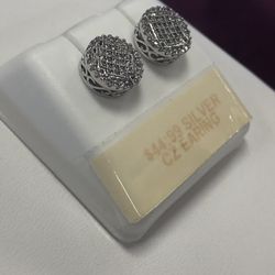 Real Silver Earring Stamp 925 / A Grade Zirconia Very Shine With Secures Back