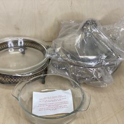 Vintage Pyrex With Silver Plated Stand
