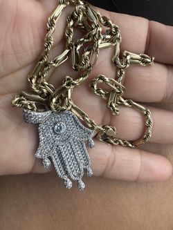 Gold Necklace 14k 100% Pendant Silver 925