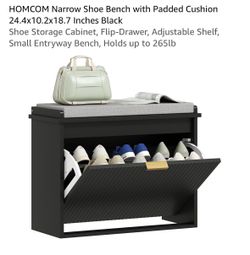 HOMCOM Narrow Shoe Bench with Padded Cushion