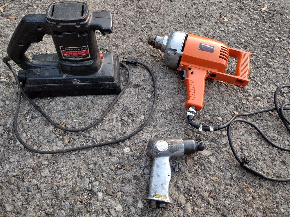 Lot CRAFTSMAN Sander, CHICAGO 1/2 drill,RAM-AIR Hammer Chisel.