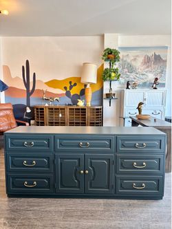Grey Green Dresser / Buffet / Tv Stand / Entertainment Center / Sideboard