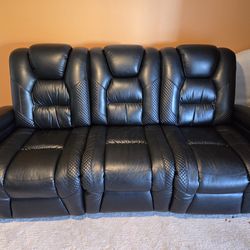 Power Leather Reclining Sofa – Removable Backs for Easy Transport