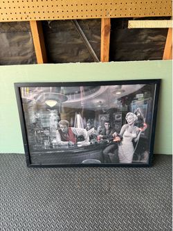 Vintage Hollywood Icons Framed Wall Art – Marilyn Monroe, James Dean & Elvis Presley Pop Art Print