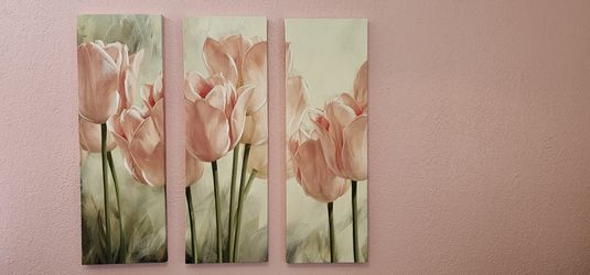 Beautiful Pink Tulips Large Canvas
