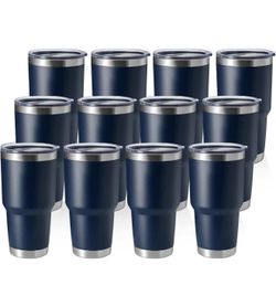 New in box- Set of 25- 30oz Stainless Steel Tumbler, Double Wall Vacuum Insulated Travel Mug Tumbler, Durable Insulated Coffee Mug, Gift Box Set (Navy