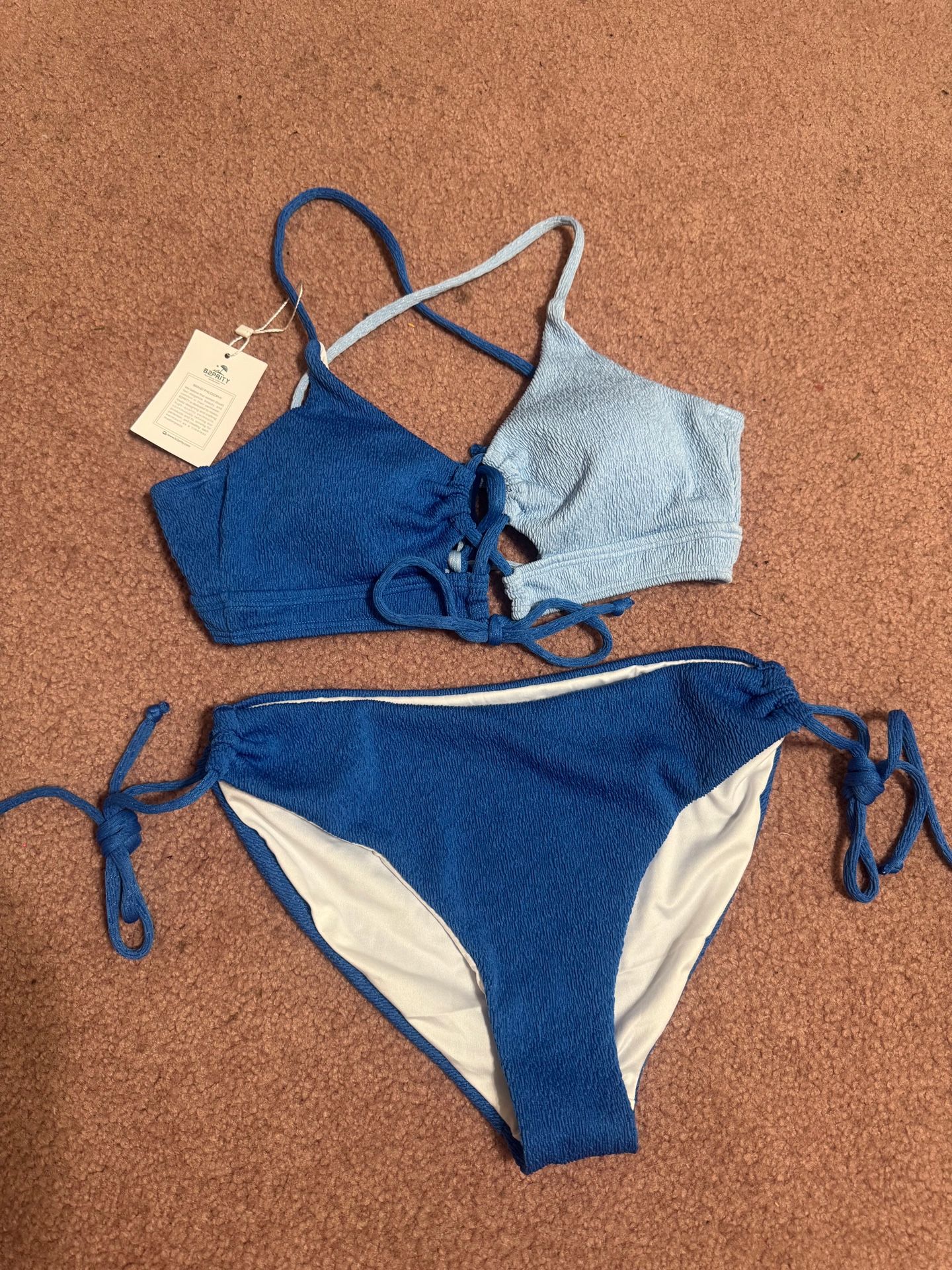 New Medium blue bikini swimsuit bathing suit boho