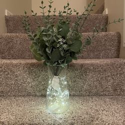 Wedding Centerpiece - Vase, Bouquet, Fairy Lights