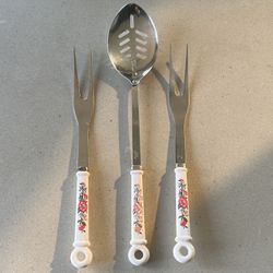 Vintage Serve Ware Serve-ware Serving Set Spoon Forks Kitchen Utensils Food 