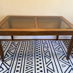 Wood Frame Glass Top Table