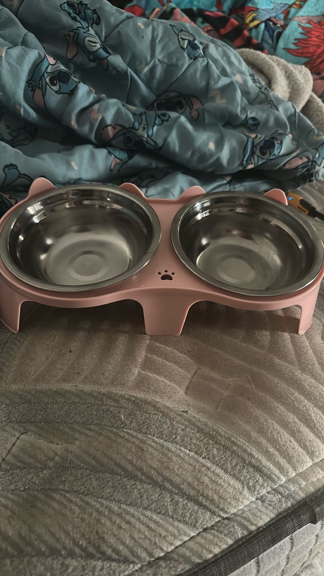 Cat Bowls And Pink Stand