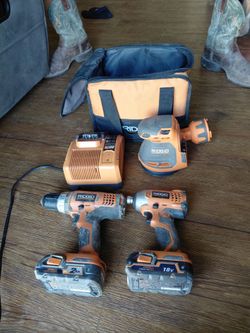 Ridgid drills and sander