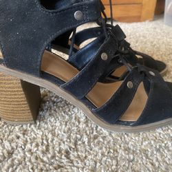 Dolce Vita Black Suede Feel Gladiator Chunky Heels Sandals 6.5