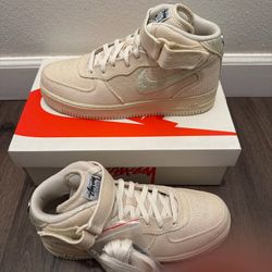 Nike Air Force 1 Mid Stüssy Fossil 2022 Size 9.5 - New With Box