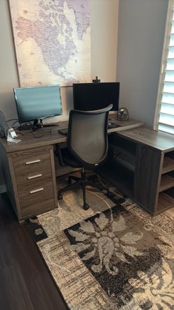 Complete Home Office / Gaming Setup – L-Shaped Desk Bundle – $180