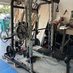 Smith Cage/pulley System W/plates     Needs New Cable 