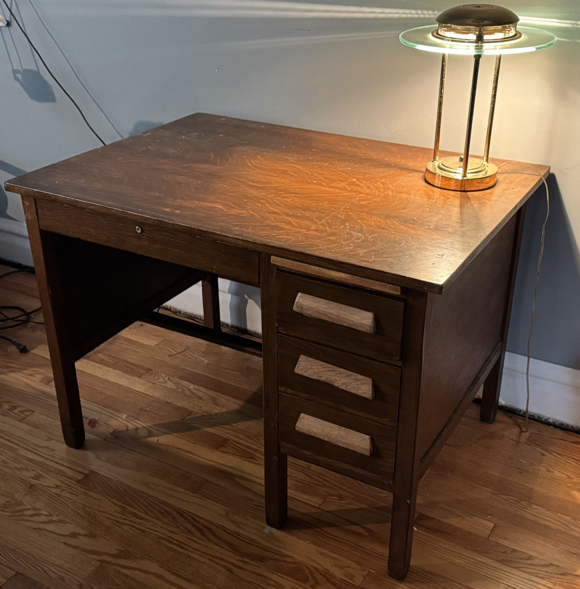 Vintage Teachers Desk - Solid Oak