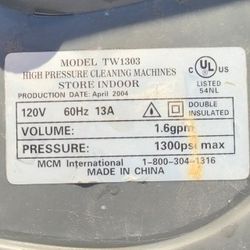 Electric Pressure Washer Model TW1303