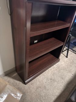 Solid Dark Wood 3-Shelf Bookcase / Media Console