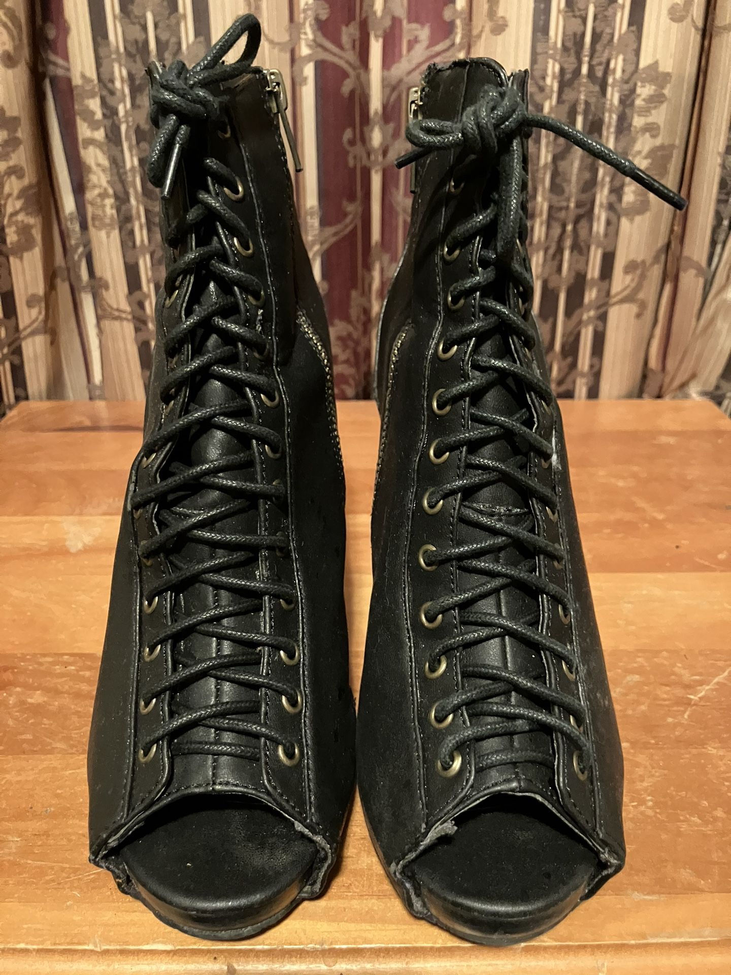 Open Toe Black Boots