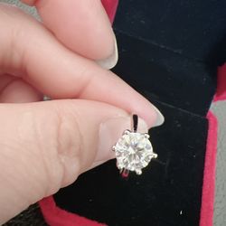 2ct VVS1 D Color 6 Prongs Moissanite Solitaire adjustable Ring