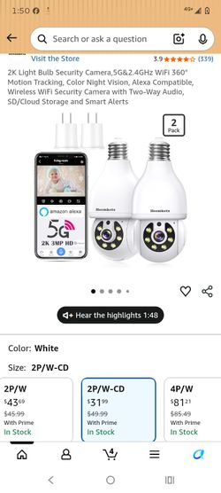 Lightbulb security cameras 2 pack