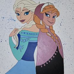 Girls Desk With Elsa And Anna Hand Painted 