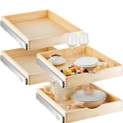 Sintuff 4 Set Wooden Pull out Tray Cabinet Organizer 