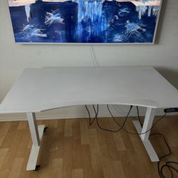 Electric Standing Desk – Dual Motor, Memory Presets, Locking Casters + Leveling Feet 