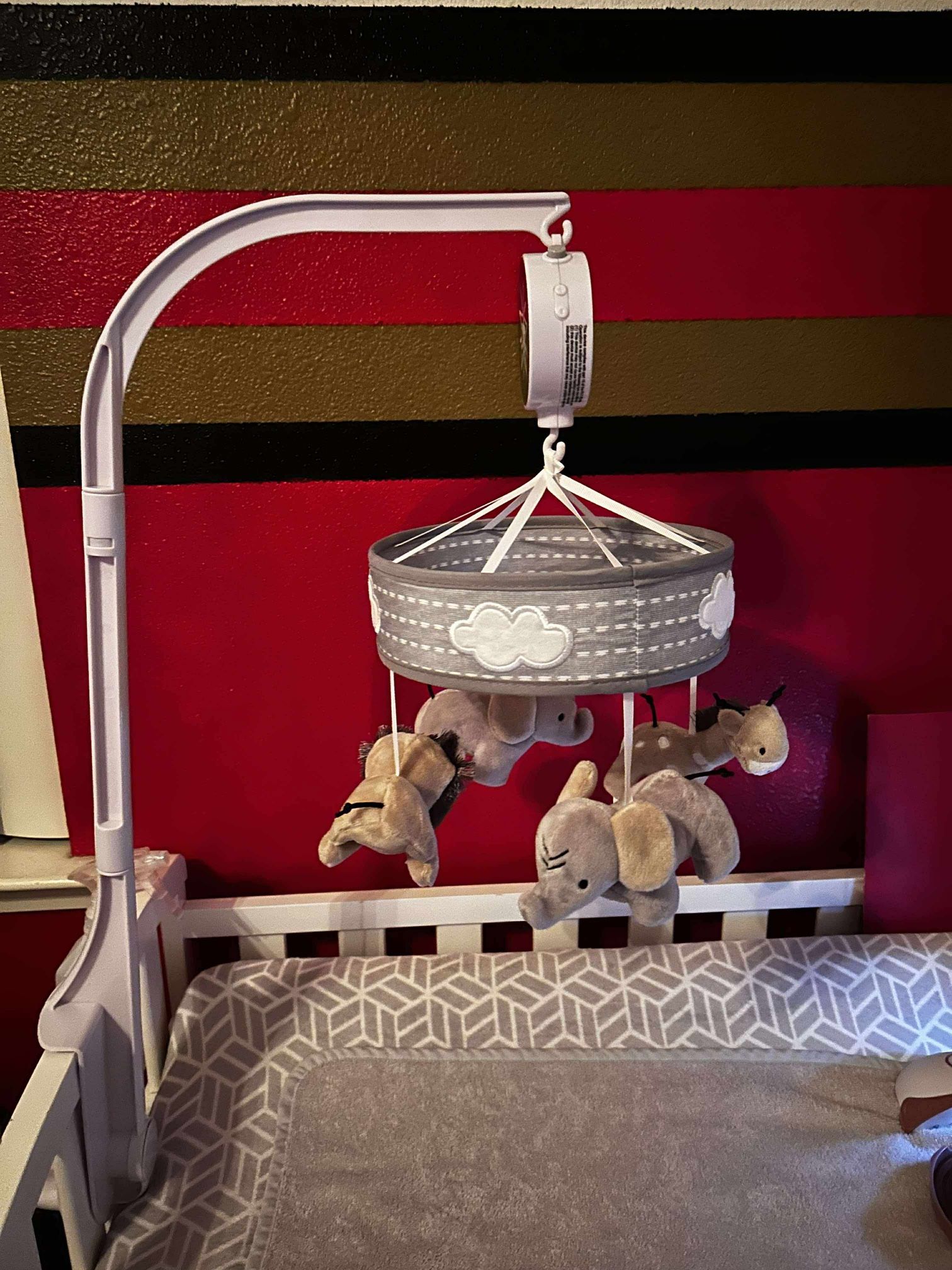 The Peanutshell Crib Mobile for Boys or Girls - Grey Musical Baby Crib Mobile with 12 Lullabies