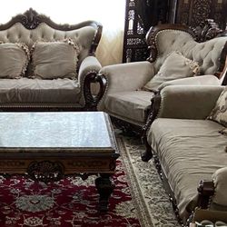 Heavy Duty Wood 3 - Piece Sofa Set