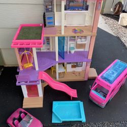Barbie Dream House and Bus Camper