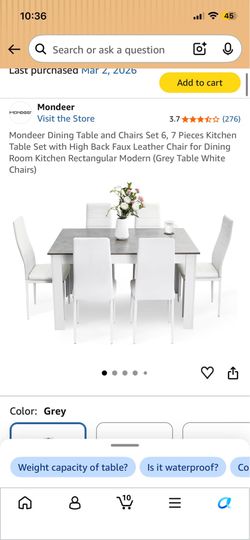 Dining room table and chairs