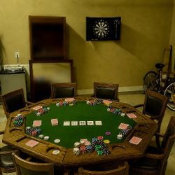 ♠️ PREMIUM 8-PERSON SOLID WOOD POKER TABLE w/ REMOVABLE TOP ♣️