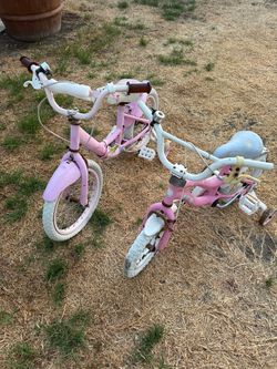 Girls Pink White Bicycle Training Wheels Kids Bike