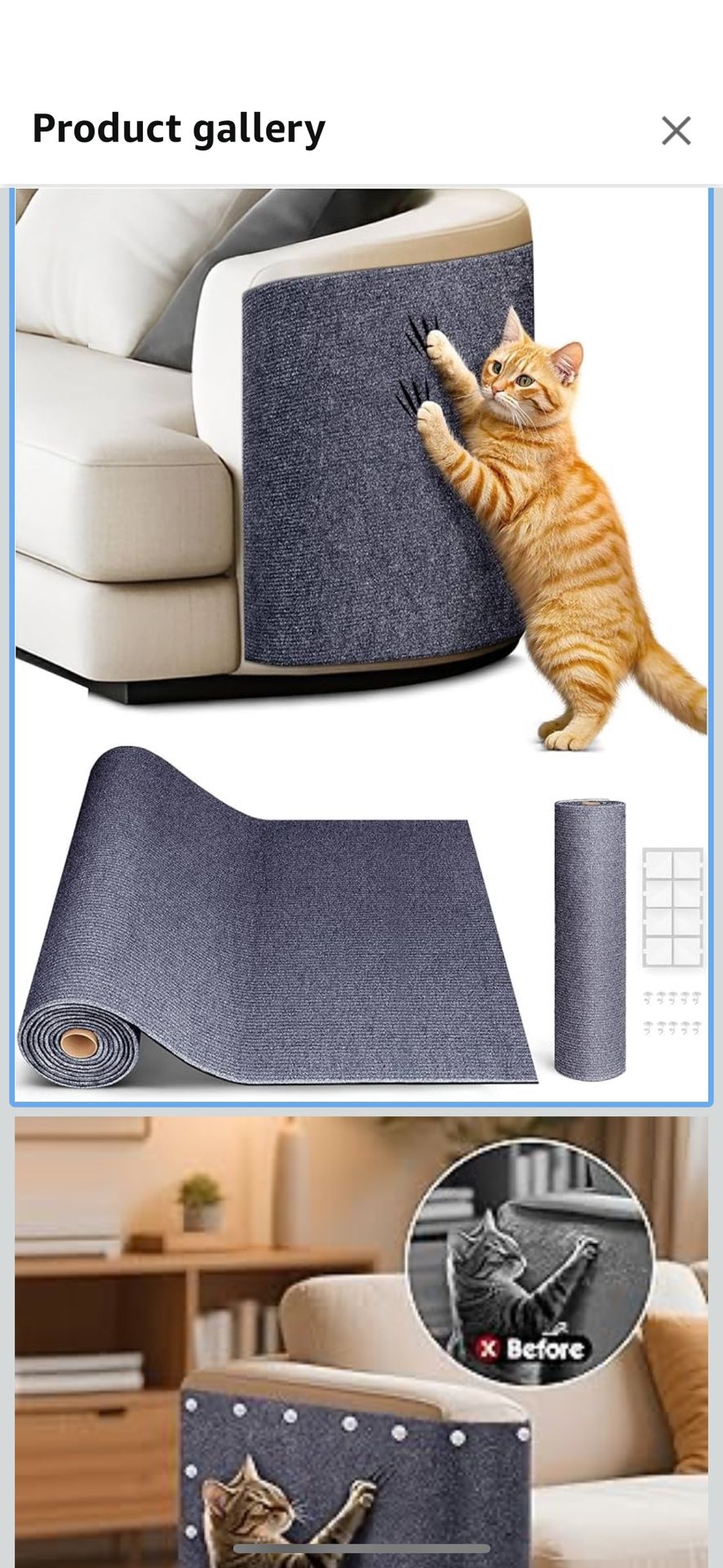 78.7"x15.8" Cat Scratch Mat, Trimmable Self-Adhesive Carpet, DIY Climb Cat Scratcher for Furniture Couch or Wall Protector, Covering Cat Scratching Po
