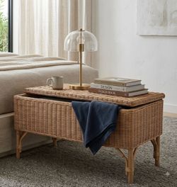 Woven Rattan Storage Bench