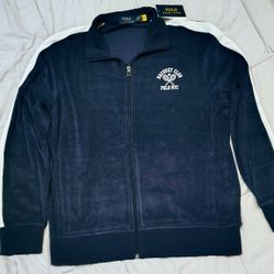 Polo Ralph Lauren  NYC Racquet Club Navy Terry Track Jacket Size Large NWT
