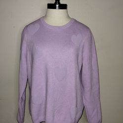 Nicole Miller Purple Hearts Pullover Sweater Women's Size Large
