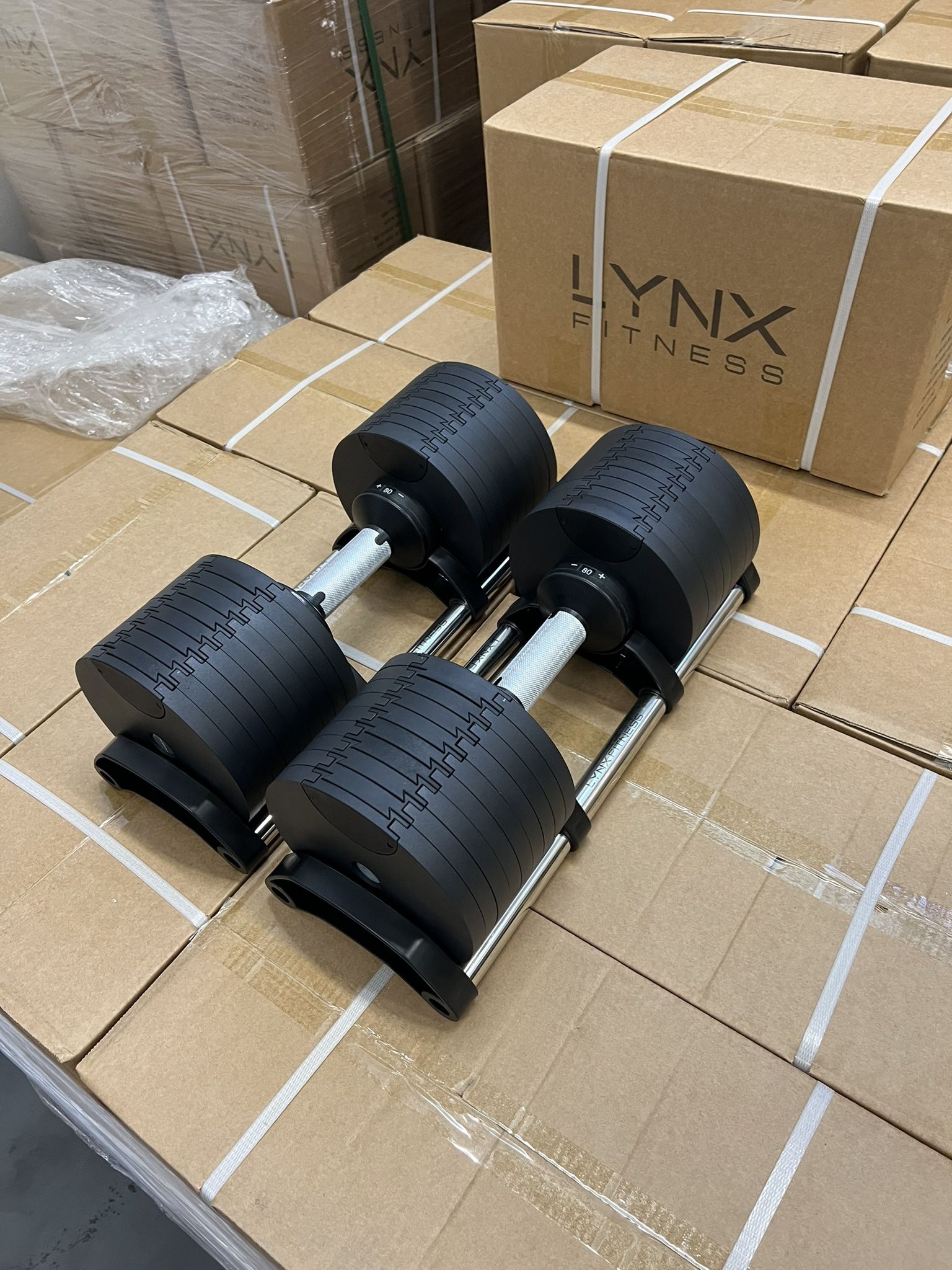 Pair of 80lb Adjustable Dumbbells - Stand Also Available ( Brand New In Boxes )