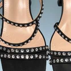 Rampage, Black Flared Heel, Glamorous Rhinestone