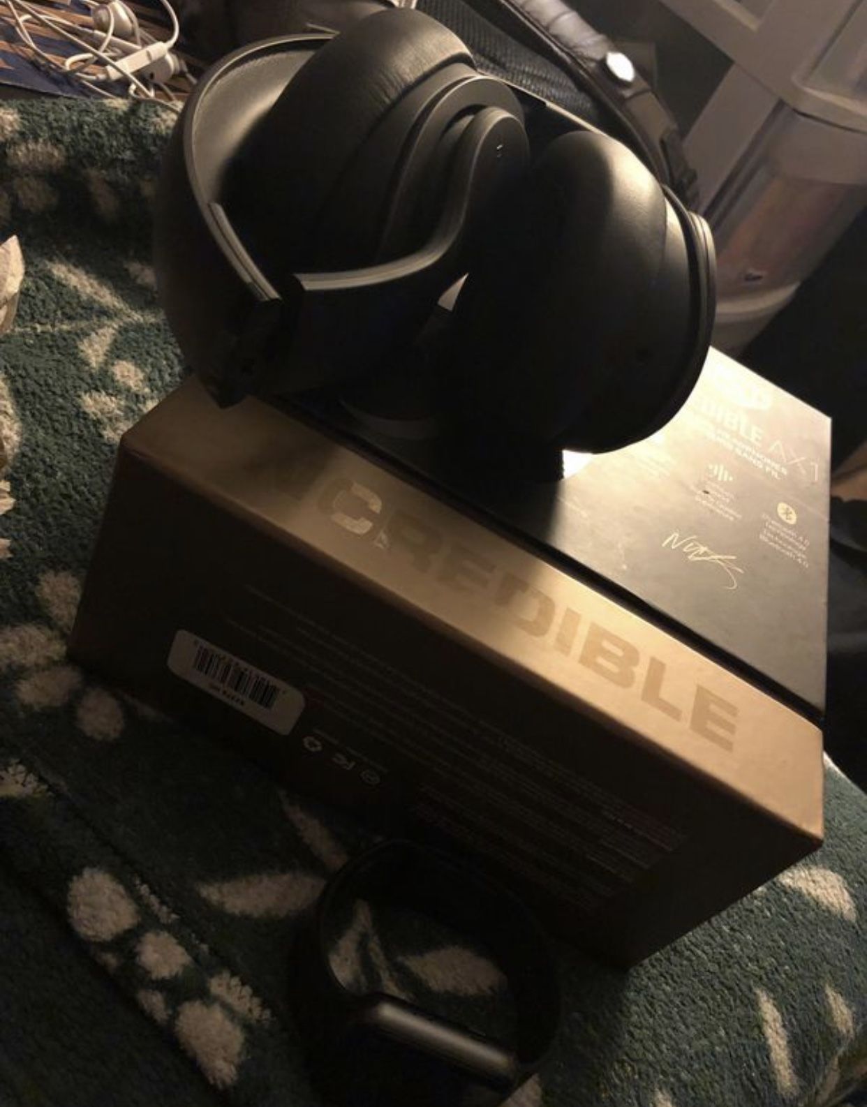 Bluetooth over ear headphones.
