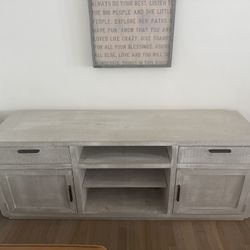 Distressed Grey Media Console Cabinet