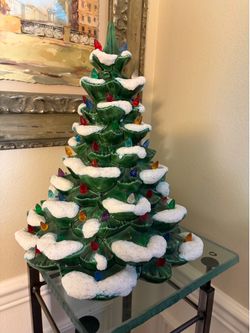 Vintage green ceramic Christmas tree 14”