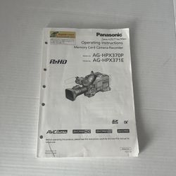 Panasonic AG-HPX370P / AG-HPX371E Camcorder Operating Instructions Owners Manual
