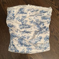 Blue/white Lace Tube Top, XS
