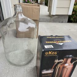 Glass Fermentation Jug For Homebrew Kit With UKeg Growler Dispenser 