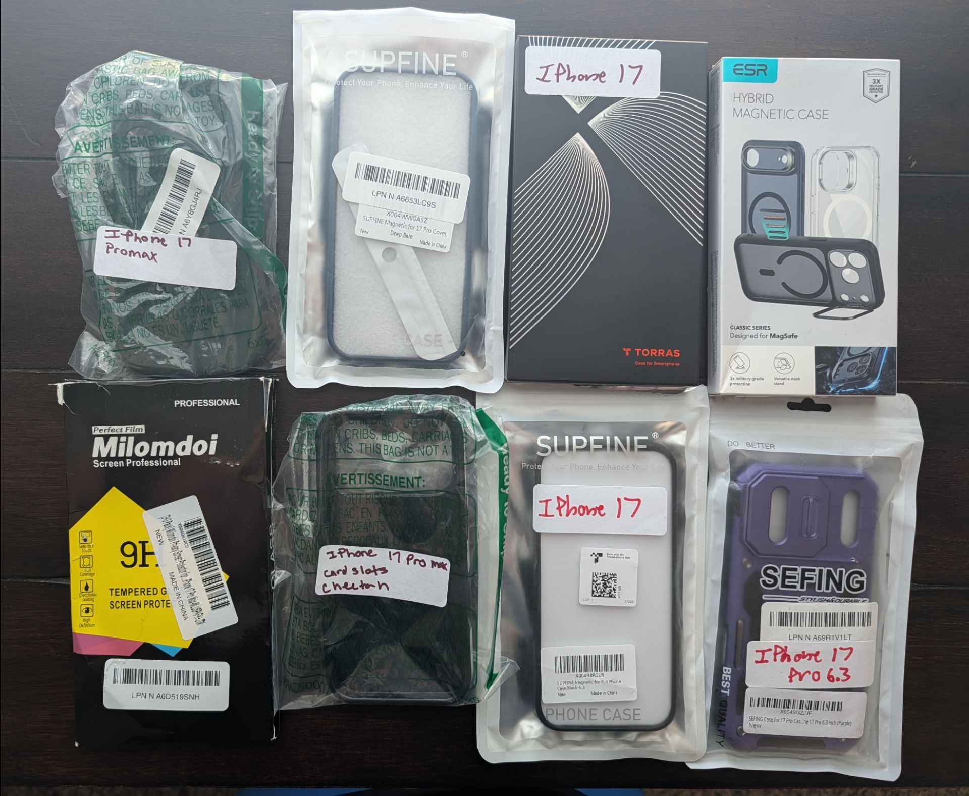 Reseller Lot (8 Pcs): iPhone 17 / Pro / Pro Max Cases & Screen Protectors