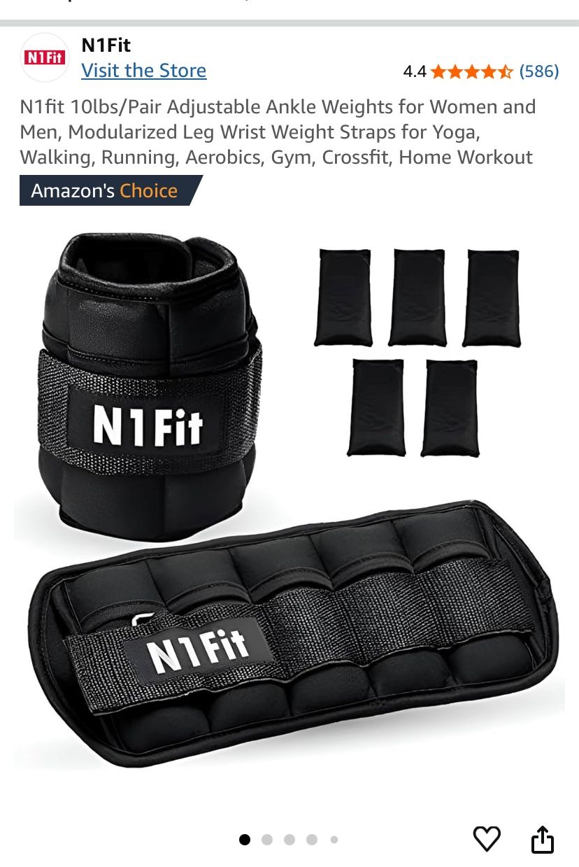 N1fit 10lbs/Pair Adjustable Ankle Weights